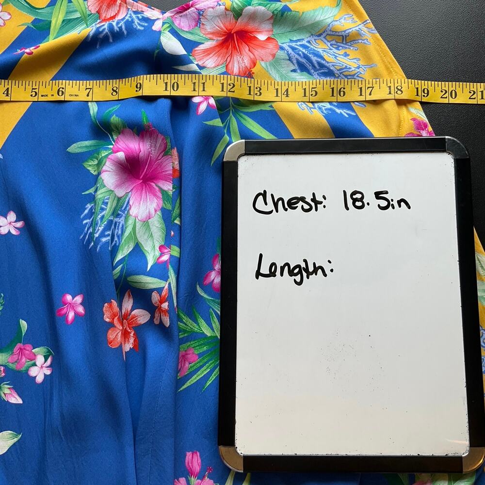 Tommy Bahama Tropical Floral Handkerchief Hem Midi Dress S/M Blue Yellow - Picture 8 of 9